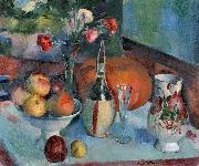 Henry Ottmann Nature morte aux fruits et a la fiasque de vin Sweden oil painting artist